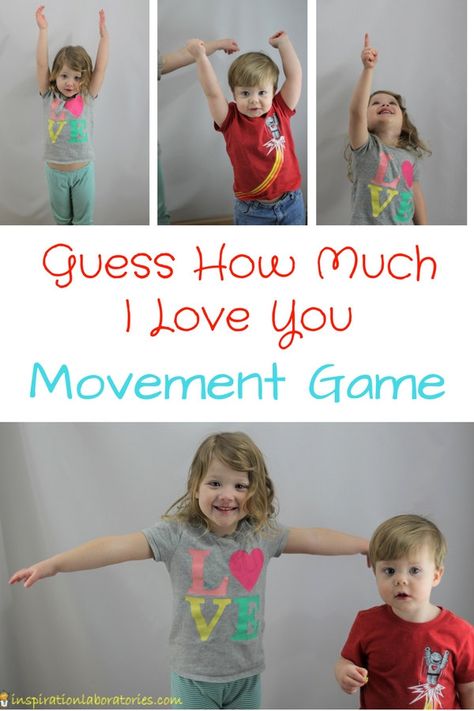 Play a Guess How Much I Love You Movement Game inspired by the book by Sam McBratney Gross Motor Activities For Toddlers, Movement Preschool, Preschool Family, Mother's Day Games, Friendship Activities, Mother's Day Theme, Gross Motor Activity, Mother's Day Activities, Preschool Valentines