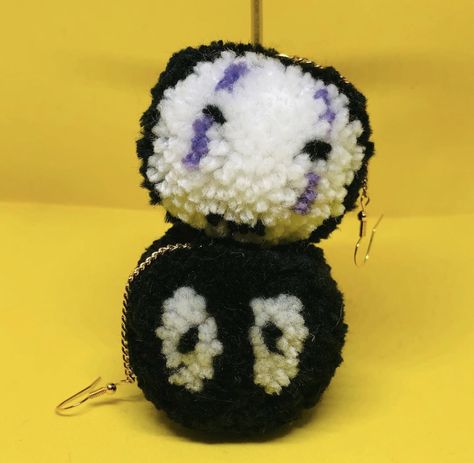 No Face & Soot Sprite Poms Studio Ghibli Soot Sprites, Pom Pom Earrings, Studio Ghibli, Pom Pom, Crochet Earrings, Crochet