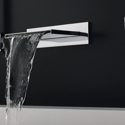 Dornbracht #Europeansinkoutlet #bathroomdesign #bathroom #bathroomfixtures #luxurybathroom #Dornbracht Modern Water Feature, Bathroom Sanitary, Wall Mounted Bath Taps, Bath Spout, New Bathroom Ideas, Wall Mounted Taps, Waterfall Wall, Bath Shower Mixer Taps, Cascade Waterfall