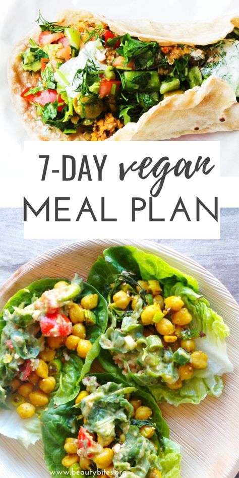 7-Day Vegan Meal Plan & Challenge - Beauty Bites Vegan Meal Plan, Healthy Vegan Diet, Vegan Detox, Beauty Bites, Clean Eating Vegan, Clean Eating Grocery List, Green Monday, Cheese Vegan, Vegan Breakfasts