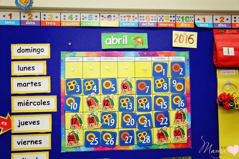 Bilingual Kindergarten Classroom, Spanish Immersion Kindergarten, Dual Immersion Classroom, Bilingual Kindergarten, Spanish Classroom Decor, Language Classroom, Dual Language Classroom, Prek Classroom, Spanish Immersion