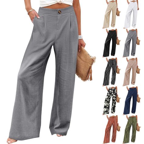 PRICES MAY VARY. ✅ Bleisure to Pleasure: these high waisted pants for women are a wardrobe necessity with a high rise to elongate your legs, and easily help keep you looking wrinkle-free for carefree wear from work to dinner, from office to casual outings. ✅ Comfort and Longevity: these slacks for women adapt slight stretch, breathable, skin-friendly and flowy polyester fabric to offer relaxing freedom. So cool and fashionable to wear such business casual outfits for women to top off your ordina Comfortable Business Casual Women, High Rise Dress Pants Outfit, Open House Outfit For Mom, Banking Outfits Women, Comfortable Business Attire, Gray And Cream Outfit, Work Vacation Outfits, Comfortable Work Pants For Women, Petite Travel Clothes