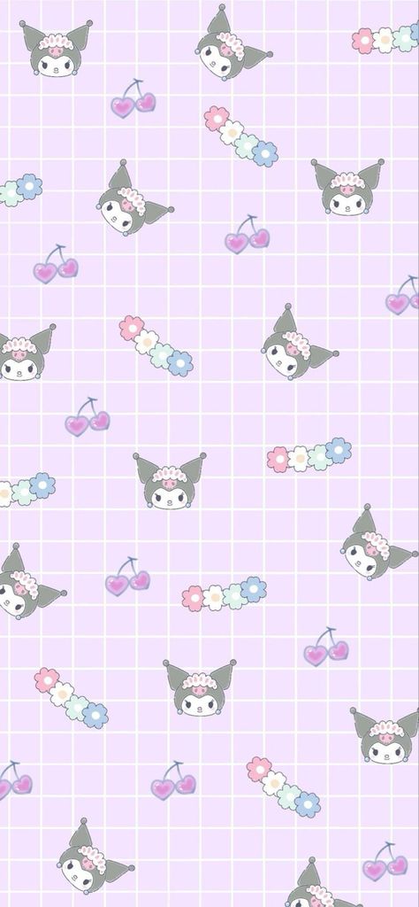 Kuromi Aesthetic, Tartan Wallpaper, Sanrio Bag, Walpaper Hello Kitty, Kawaii Background, Kitty Clothes, Cute Mobile Wallpapers, Hello Kitty Clothes, Bunny Wallpaper