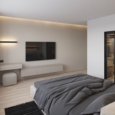 The main room of the apartment is the bedroom 🛏️ 🤫 It can be accessed from the main corridor, but this area is maximally isolated from the rest of the apartment to ensure privacy. At the center of the room, we’ve placed a large bed with a lifting mechanism, providing additional storage space 👍 💡 Above the bed is a familiar wall sconce, but here we’ve added adjustable spotlights for more convenience in the evening. Opposite the bed is a large TV and a wall-mounted dresser for extra storage... Large Bed, Large Tv, Large Beds, Extra Storage, Space Design, Storage Space, Bedroom Ideas, Wall Sconces, Storage Spaces