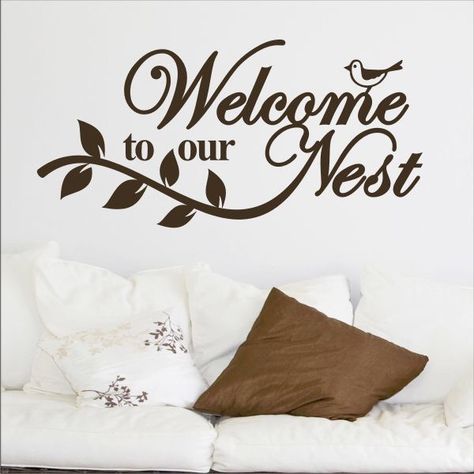 Welcome To Our Nest, Nest Decor, Arabic Calligraphy Artwork, Calligraphy Artwork, Quote Stickers, The Source, Wall Quotes, Diy Wall Decor, Wall Sticker