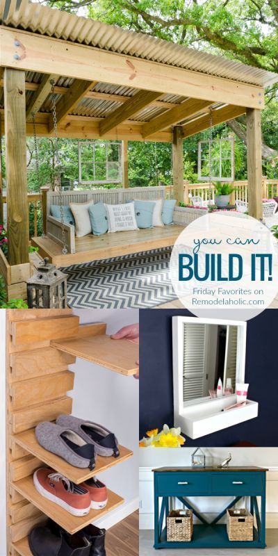 Friday Favorites: Easy Building Projects + Porch Swing Shed #diyproject #build #outdoorliving #decoratingideas #remodelaholic Easy Building Projects, Building Projects, Friday Favorites, Small Wood Projects, Easy Woodworking Projects, Diy Home Improvement, Outdoor Projects, Diy Wood Projects, Porch Swing