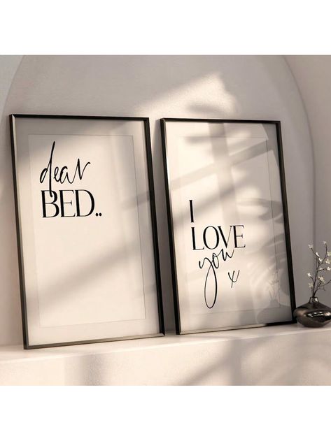 2pcs  Set,Bedroom Wall Art Prints, Dear Bed I Love You, Bedroom Wall Decor, New Home Gift, House Warming Gift, Home Wall Art Prints,50*70cm(19.7*27.5in)UnframedI discovered amazing products on SHEIN.com, come check them out! Dear Bed I Love You, Art Deco Letters, Canvas Art Decor, Canvas Letters, Set Bedroom, Bedroom Wall Decor, Modern Art Deco, Home Decor Paintings, Book Decor