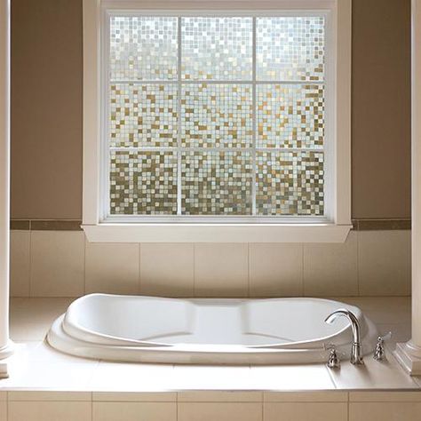 Gila® Clear Mosaic Glass Scenes Window Film | Gila Window Film Mirror Window Film, Mirror Window, Frosted Window Film, Diy Window Treatments, Privacy Window, Decorative Window Film, Bathroom Window, Indoor Window, Frosted Windows