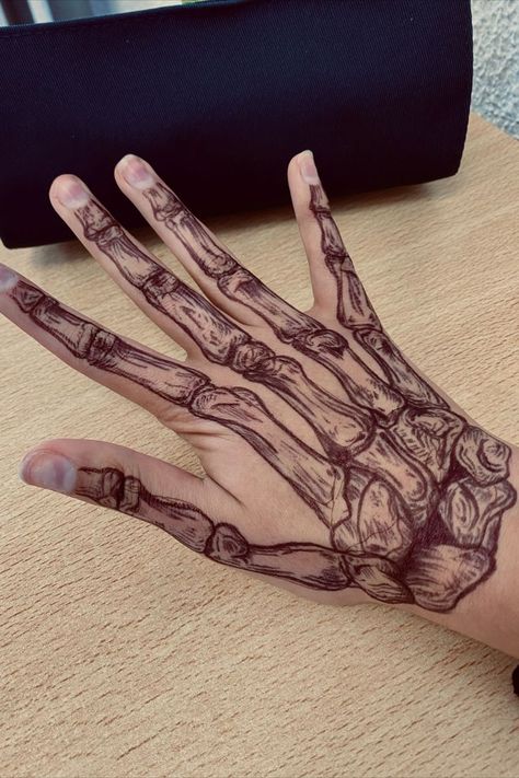 Drawing Skeleton, Pen Tattoo, Skeleton Hand Tattoo, Halloween Makeup Easy, Skeleton Hand, Hand Tattoo, Skeleton Hands, Piercing Tattoo, Right Hand