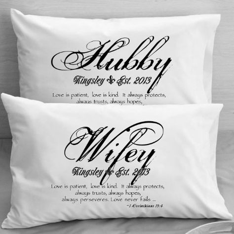 1 Corinthians 13 Love Bible Verse Pillow Cases - Wife Husband Wedding, Anniversary, Gift Idea for Couples. Custom-PillowCases-by-StockingFactory http://smile.amazon.com/dp/B00CD9MQSU/ref=cm_sw_r_pi_dp_gtuVvb0F0TZ00 Couples Pillow, Gift Idea For Couples, Couple Pillow, Bible Verses About Love, Personalized Pillow Cases, Custom Pillow Cases, Wedding Gift Ideas, Anniversary Ideas, Personalized Pillows