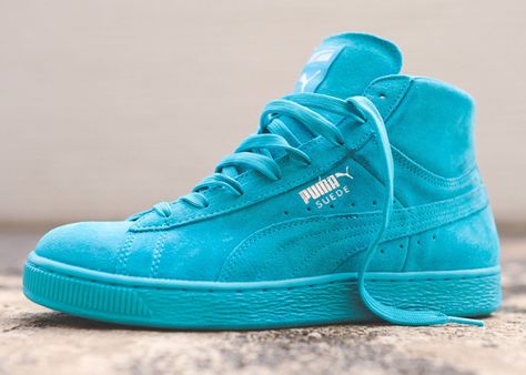 Puma Suede Mid “Bluebird” | KicksOnFire.com Puma Suede Mid, Puma Shoes Mens, Lebron Shoes, New Nike Shoes, Sneaker Magazine, Shoes Puma, Sneaker Style, Memes Status, Nikes Girl