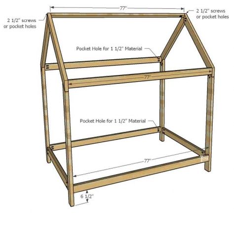 House Frame Bed - Full Size - Her Tool Belt Diy House Bed, Unique Kids Beds, Twin House Bed, Diy Toddler Bed, Bed Woodworking Plans, Toddler House Bed, House Beds For Kids, House Frame, Murphy Bed Ikea