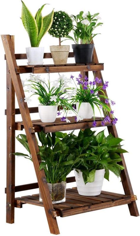 Plants Rack Outdoor, Ladder Garden, Plant Stand Wood, Pot Gantung, Plant Ladder, Ladder Stands, Wooden Plant Stand, Flower Pot Stand, Wood Organizer