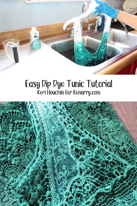 Diy Clothes Dye, Wardrobe Makeover Ideas, Dip Dye Fabric, Diy Dye Clothes, Tunic Tutorial, No Sew Ideas, Crochet Scarf Tutorial, Clothes Dye, Dip Dye Dresses