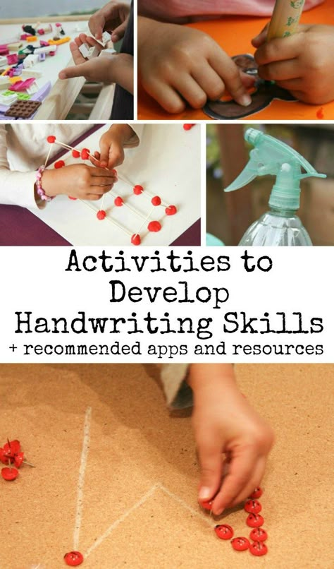 activities to develop handwriting skills, plus recommended apps and resources Handwriting Activities, Improve Your Handwriting, Pre Writing Activities, Preschool Fine Motor, Preschool Writing, Motor Skills Activities, Nice Handwriting, Skills Activities, Pre Writing