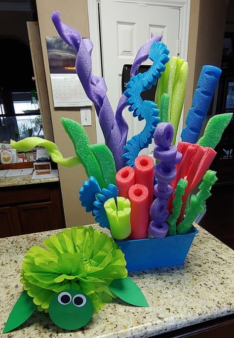 32 of the Best Pool Noodle Crafts - C.R.A.F.T. Under The Sea Themed Bulletin Boards, Under The Sea Float Parade, Cricut Under The Sea, Make Coral Reef, Storywalk Ideas, Ocean Float, Vbs Ocean Theme, Little Mermaid Decorations, Noodle Crafts