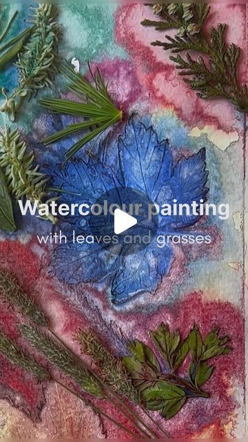 Painting With Leaves, Art With Leaves, Leaf Water Colour Painting, Watercolor Art For Kids, Grade 6 Watercolour, Watercolor Stems And Leaves, Watercolor Dried Flowers, Watercolour Leaf Print, Summer School Art