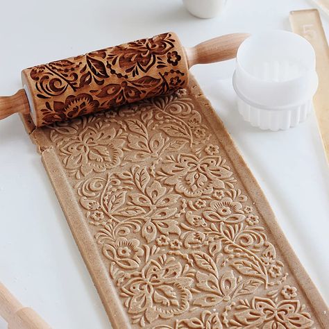 PRICES MAY VARY. Exquisite Pattern: Create a beautiful and unique pattern on your cookies with this wheat engraved rolling pin! Surprise your family and friends with its originality and ingenuity! Natural Material: Because it's made of natural beech wood, the texture is different, color difference, partial roughness, and occasional knots are natural attributes. No paint, no wax, safe and eco-friendly. Multi-purpose: Perfect size for rolling pasta, cookie dough, pastry, bakery, pizza, fondant, ch Fondant Roller, Dishwasher Cleaning, Engraved Rolling Pins, Embossed Rolling Pin, Flower Branding, Diy Kitchen Decor, Rolling Pins, Baking Cookies, Creative Cookies