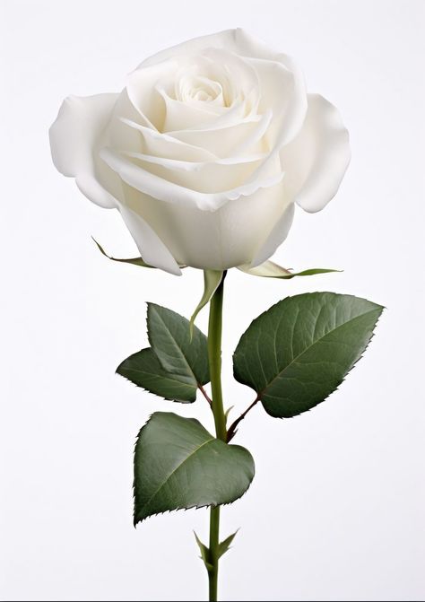 White Rose Photography, Rose White Background, Plant White Background, Black And White Roses, Rose Blossom, Fav Color, One Rose, Baby S Breath, Rose Photography