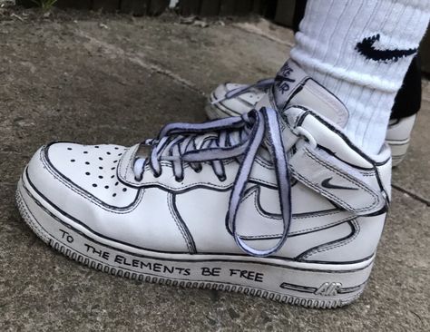 Customised by myself / added Shakespeare quote Custom Air Force 1 High Tops, Costume Air Force, Air Force Costume, Hd Wallpaper Marvel, Shakespeare Tempest, Custom Trainers, Nike Cartoon, Wallpaper Marvel, Tech Clothing