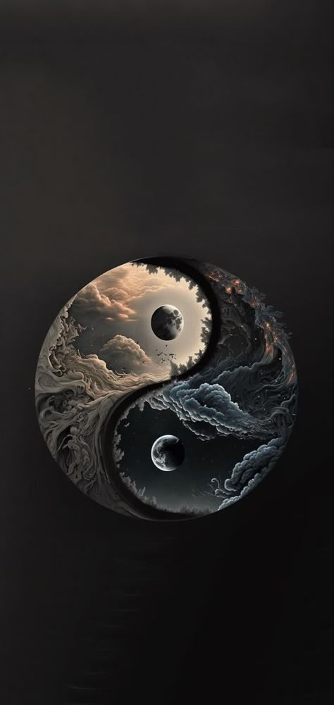 Jing Y Jang, Ying Yang Art, Yin Yang Art, Yin Yang Tattoos, Simple Phone Wallpapers, Dark Phone Wallpapers, Dark Wallpaper Iphone, Yin And Yang, Cool Wallpapers Art