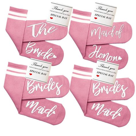 PRICES MAY VARY. ❤-We only produce high quality socks, aiming to provide customers with the most comfortable wearing experience! ❤ -Socks have Three categories：The Bride/ Maid of Honor/ Bridesmaid. You can choose a set or choose any number of combinations,For example: 1bride+3bridesmaid. ❤ -Bring the Bridal Party together with matching cute and cozy socks, Take great photos on your special day. Wear them the morning of the wedding, the bachelorette party or anytime! Comfortable and good for ever Cute Bride, Dream Wedding Decorations, Cotton Wedding, Socks Cute, Marriage Proposal, Fuzzy Socks, Cozy Socks, Bachelorette Party Favors, Morning Wedding