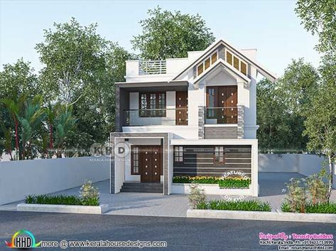 House With Floor Plan, Home Front Design, Small House Design Kerala, Plan And Elevation, House Structure Design, Small House Design Architecture, Double Story House, Narrow Lot House Plans, 3d House Plans