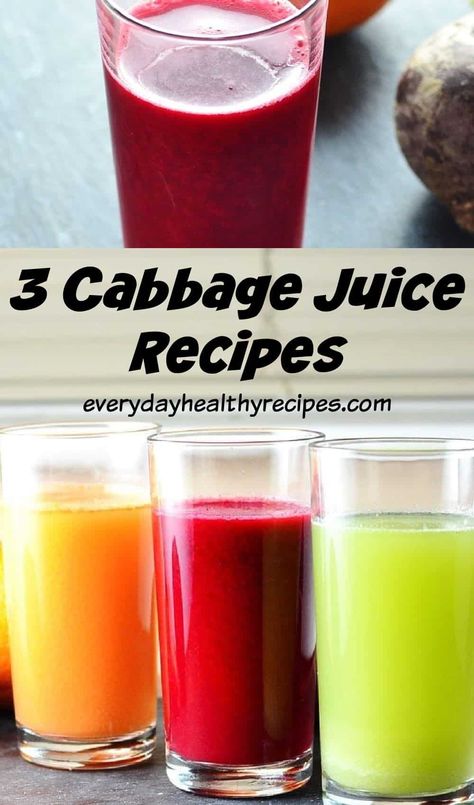 Making your own Cabbage Juice is a great way to include more veggies in your diet. The post includes 3 delicious cabbage juice recipes using simple ingredients. #cabbage #juice #beetroot #applerecipes #veganbreakfast #juicingrecipes #everydayhealthyrecipes Cabbage Juice For Ulcers, Cabbage Juice Recipe, Cabbage Smoothie, Fresh Juice Recipes, Brat Diet, Cabbage Juice, Juice Smoothies Recipes, Juicy Juice, More Veggies