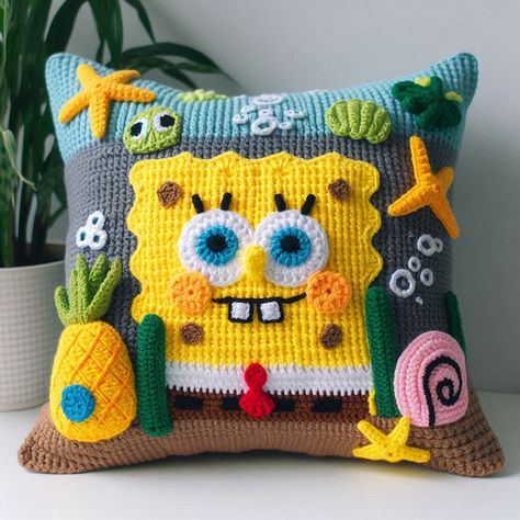 Learn how to crochet a fun SpongeBob pillow with our easy-to-follow instructions. Perfect for fans of all ages, Crochet Spongebob Characters, Spongebob Crochet Blanket, Spongebob Crochet Pattern, Sponge Bob Crochet, Spongebob Pillow, Crochet Spongebob, Spongebob Crochet, Spongebob Characters, Christmas 2025