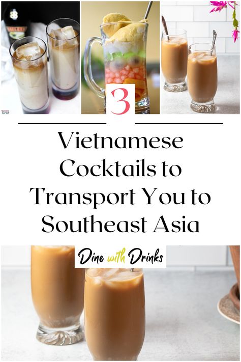 Collage of 4 vietnamese cocktails. Vietnamese Cocktail Recipes, Vietnamese Cocktails, Chinese Cocktails, Kumquat Cocktail, Vodka Cocktails Recipes, Vietnamese Coffee, Asian Inspired Recipes, Thirsty Thursday, Coffee Cocktails