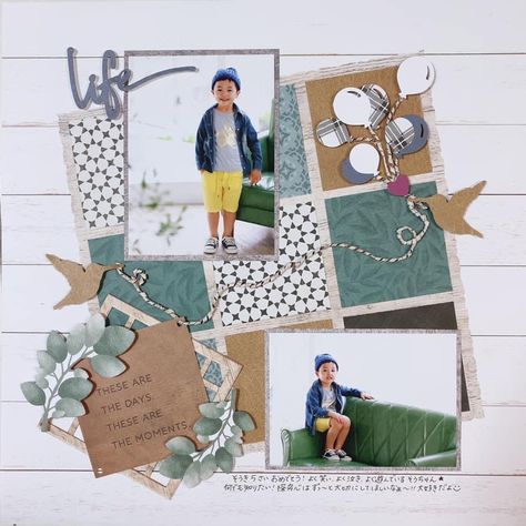 Simple Scrapbooking Layouts, Scrapbook Multiple Photos, Masculine Scrapbook, Baby Boy Scrapbook Layouts, Birthday Scrapbook Layouts, Picture Layout, Family Scrapbook Layouts, Book Layouts, Beach Scrapbook Layouts