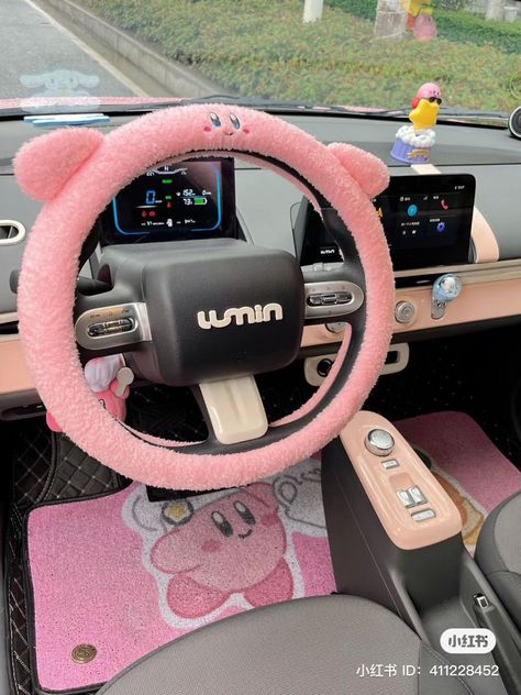 Pink Aesthetic Car Decor, Kirby Car Decor, Kirby Car Accessories, Kpop Car Decor, Anime Car Decor, Kirby Room Decor, Kawaii Car Accessories, Kirby Car, Cute Car Interior