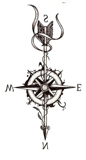 Arrow Compass Tattoo, Tattoo Chart, Band Tattoos For Men, Truck Tattoo, Compass Drawing, Geometric Sleeve Tattoo, Compass Tattoo Design, Cross Tattoo For Men, Makeup Waterproof