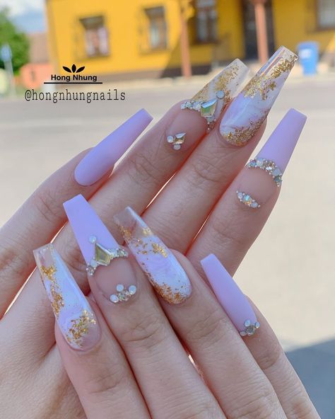 Hong nhung on Instagram: ““Life isn’t about finding yourself. Life is about creating yourself��”  #violetnails #coffinnails #makeup #marblenails #hudabeauty…” Tangled Sweet 16 Theme Dress, Tangled Sweet 16 Dress, Tangled Theme Quinceanera Dress, Rapunzel Acrylic Nails, Tangled Inspired Wedding Dress, Tangled Themed Wedding Dresses, Rapunzel Sweet 16 Decorations, Rapunzel Homecoming, Rapunzel Quinceanera Dress