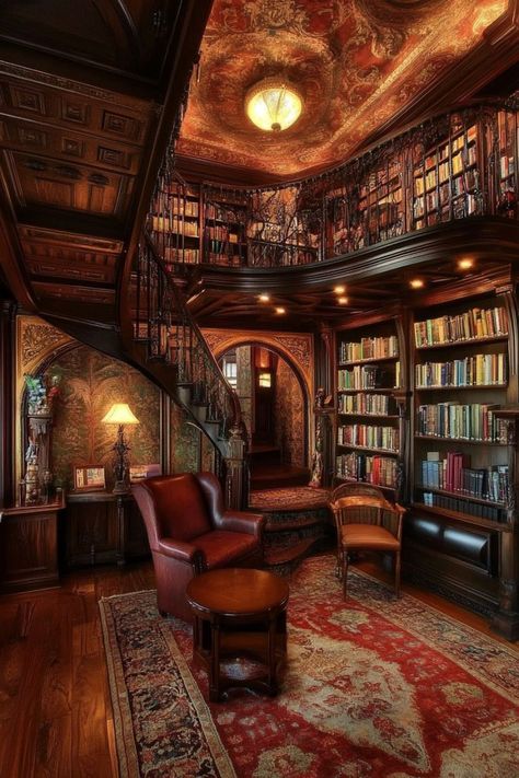 Create a Timeless Retreat with Classic Home Libraries 📚✨ Design a cozy and elegant home library with classic decor. Use rich wood, vintage furniture, and plenty of books for a sophisticated reading nook. 🌿🕰️ #HomeLibrary #HomeDecor #ClassicStyle #ReadingNook Classic Home Library, Classic Home Library Design, Dream Home Library, Cozy Home Library, Indian Houses, Open Living Room Design, Victorian House Interiors, Home Library Rooms, Cozy Library