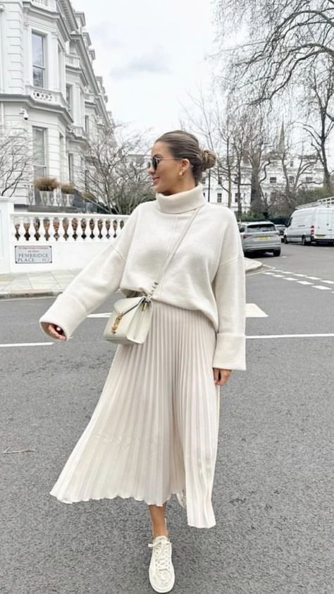 Fashion: #fashion, #style, #outfitinspiration, #beauty Pleated Maxi Skirt Outfit Fall, White Midi Skirt Outfit Winter, Quiet Luxury Vacation Outfits, Korea Fall Fashion, Synagogue Outfit, Maxi Pleated Skirt Outfit, Midi Skirt Outfit Winter, A Line Skirt Outfits, Skirt Outfit Fall