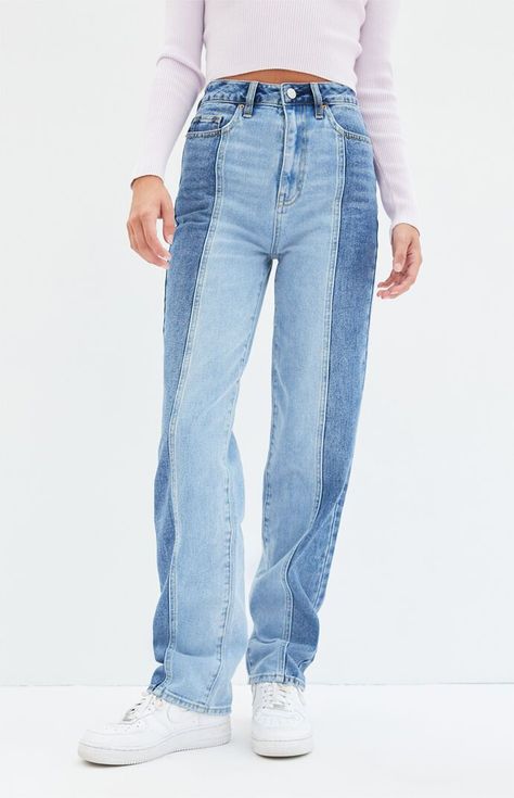 a424ed4bd3a7d6aea720b86d4a360f75desc36456734ri 2 Toned Jeans, Two Color Jeans, Trendy Multicolor Jeans, Two Toned Jeans Outfits, 2 Tone Jeans, Two Tone Pants, Two Tone Jeans, Indie Necklace, Fun Jeans