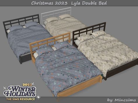 The Sims Resource - Christmas 2023 Lyla Double Bed Pink Toddler Bed, Hippie Bed, Sims 4 Beds, Double Bunk Beds, Sims 4 Bedroom, Rattan Bed, Fluffy Bedding, Toddler Beds, Sims 4 Cc Furniture