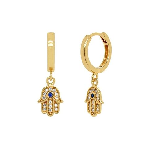 18kt Gold Plated sterling Silver Hamsa with Blue Sapphire earrings Minimal Hoop Earrings, Korean Jewelry, Unusual Earrings, Blue Gems, Silver Moon, Stone Gold, Girls Jewelry, 925 Jewelry, Jewelry Earrings Hoops