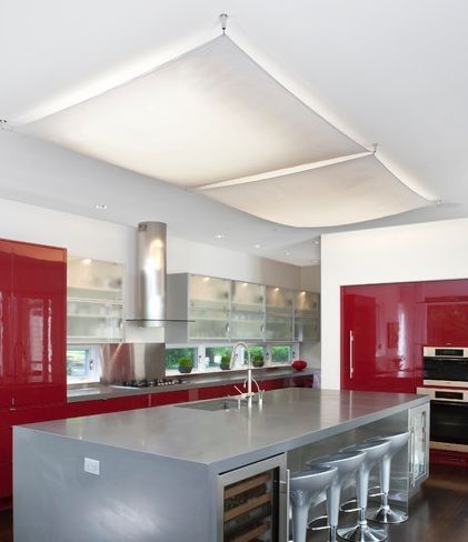 Lighting Makeover, Fluorescent Light Covers, Owner Builder, Red Cabinets, Fluorescent Lamp, Red Kitchen, Fluorescent Light, Ikea Hacks, Raised Beds