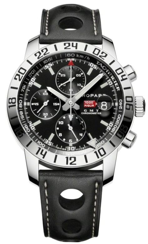 Chopard Mille Miglia GMT Chronograph Men's Watch 168992-3001 | WatchMaxx.com Chopard Watch, Gmt Watch, Mens Chronograph, Old Watches, Crocodile Leather, Watch Model, Amazing Cars, Swiss Made, Men's Watch