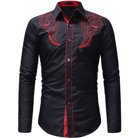 Men's Hit Color Totem Printing Causal Business Long Sleeve Slim Fit Shirt Mens Paisley Shirts, Curved Hem Shirt, Shirt Casual Style, Fashion Shirts, Shorts Casual, Business Shirts, Color Fashion, Loose Shirts, Slim Fit Shirt