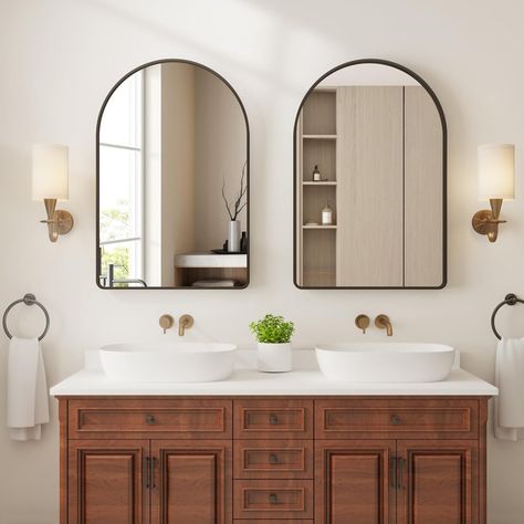 Arched Mirror, Bathroom Mirrors for Over Sink, 24x36 Inch Arch Mirror, Arched Wall Mirror, Bathroom Vanity Mirror for Living Room Bedroom Entryway Hallway, Matte Brushed Nickel, Anti-Rust, Black Arched Mirror Bathroom, Black Arched Mirror, Arch Mirror Bathroom, Black Arch Mirror, Wall Mirror Bathroom, Arched Wall Mirror, Modern Bathroom Mirrors, Arched Wall, Vanity Wall Mirror