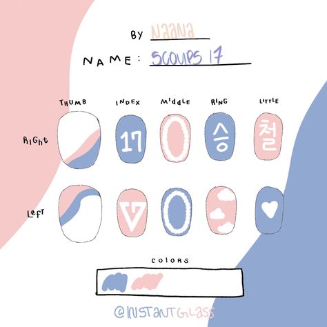 K Pop Nails Seventeen, Seventeen Kpop Nails, Hoshi Nails, Seventeen Nails Ideas, Svt Nails Design, The8 Nails, Seventeen Nails Kpop, Carat Nail Art, K Pop Nails Enhypen