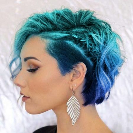 Long Wavy Pixie With Undercut, Types Of Mohawks, Asymmetrical Bob Shaved Side, Short Fun Hair Color, Fun Color Pixie Hair, Fashion Color Pixie Hair, Short Edgy Hairstyle Women Round Face, Short Bright Hair, Fun Hair Color Ideas Short