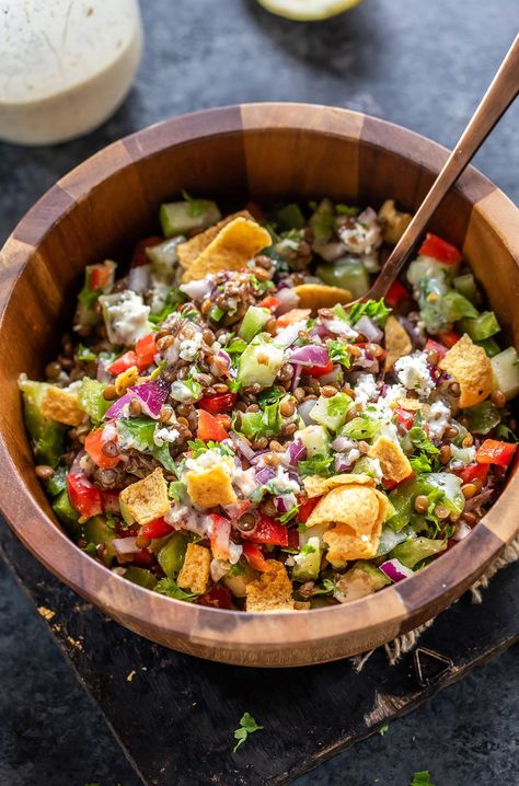 Lentil Feta Salad, High Protein Lentil Salad, Lentil Tabouli Salad, Incredible Salads, Halloumi Lentil Salad, Skinnytaste Lentil Salad, Indian Salads, Chickpea Coconut Curry, Greek Yogurt Dressing