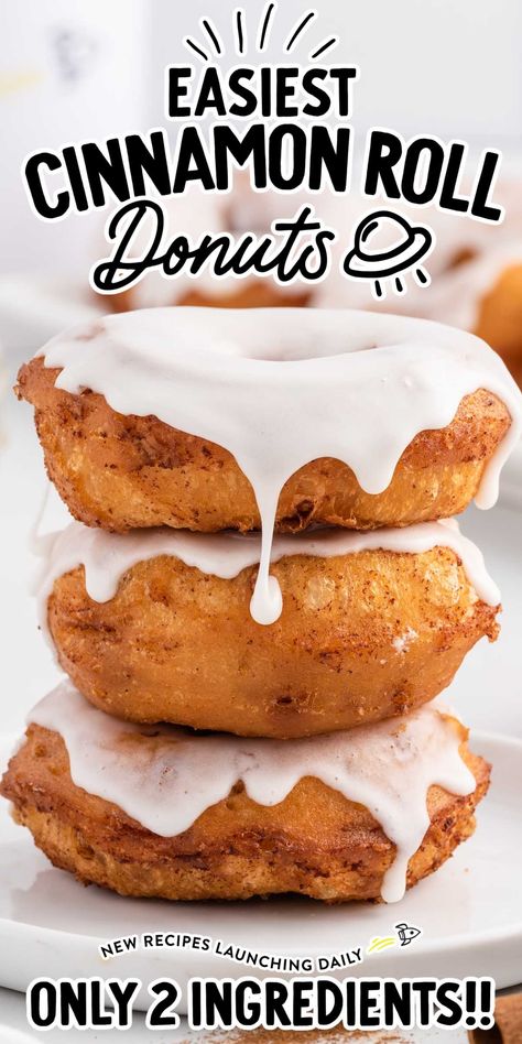 Cinnamon Roll Donuts Fried, Cinnamon Roll Donut, Yummy Cinnamon Rolls, Rhodes Cinnamon Rolls, Homemade Donuts Recipe, Homemade Doughnuts, Fried Donuts, Cinnamon Donuts, Warm Breakfast