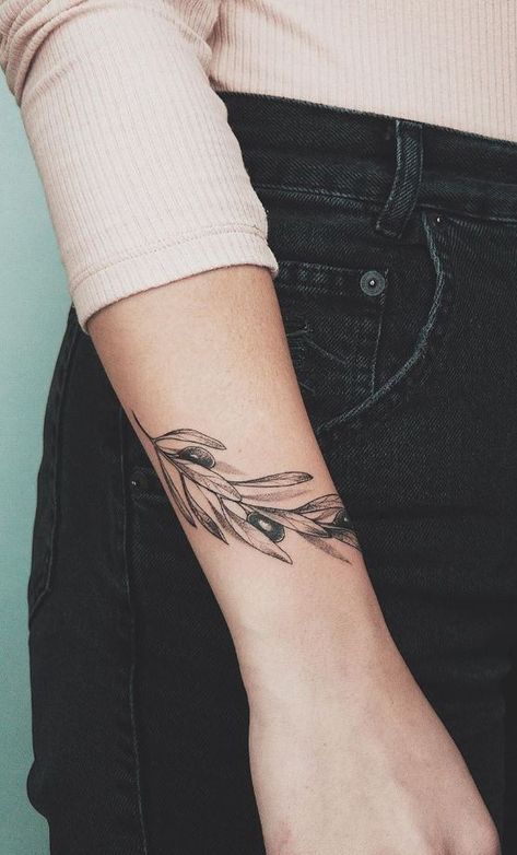 Olive Tree Tattoos, Arm Wrap Tattoo, Olive Tattoo, Art Tattoo Ideas, Olive Branch Tattoo, Left Arm Tattoos, Around Arm Tattoo, See Tattoo, Wrap Tattoo