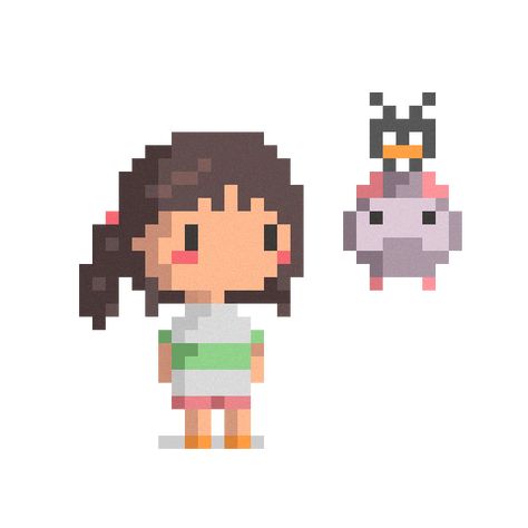 Ghibli Pixel Art, Gif Studio, Wolf Children, Pixel Animation, 8bit Art, 3d Figures, Ghibli Artwork, Pixel Art Characters, Studio Ghibli Art