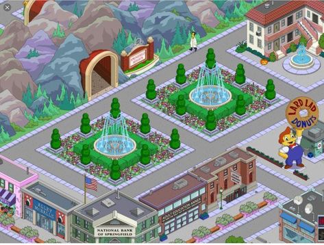 Park Simpsons Tapped Out, Simpsons Springfield Map, Springfield Heights, Springfield Simpsons, Springfield Tapped Out, The Simpsons Game, Smurf Village, Springfield Illinois, Hay Day